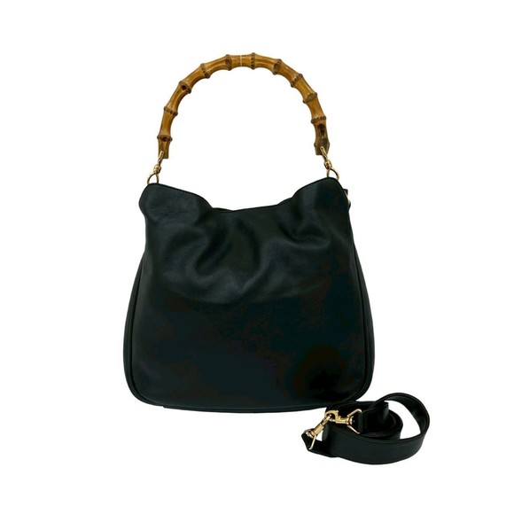 GUCCI Bamboo Leather 2-Way Handbag, Mini Tote Bag, Shoulder Body Black 30828 - Picture 1 of 10